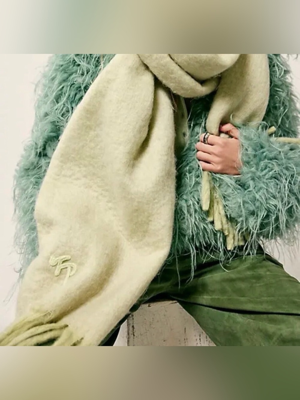 Free People Winter Chill Blanket Scarf in Matcha
